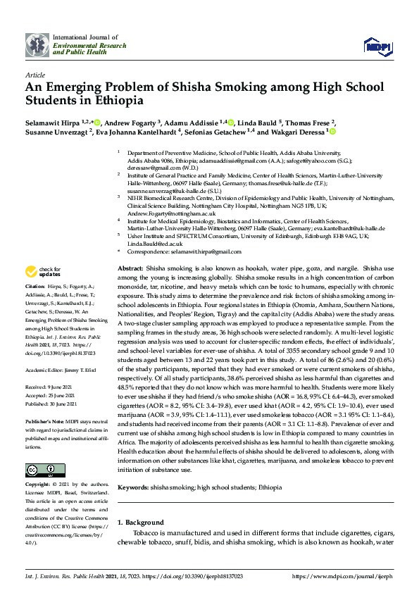 An Emerging Problem of Shisha Smoking among High School Students in Ethiopia Thumbnail