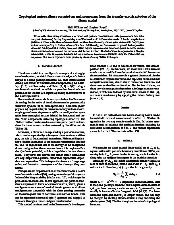 Topological sectors, dimer correlations, and monomers from the transfer-matrix solution of the dimer model Thumbnail