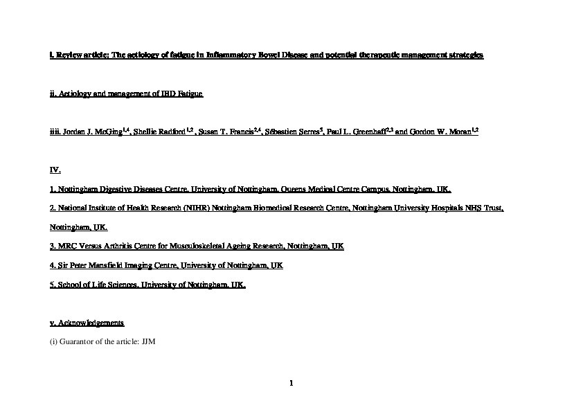 Review article: The aetiology of fatigue in inflammatory bowel disease and potential therapeutic management strategies Thumbnail