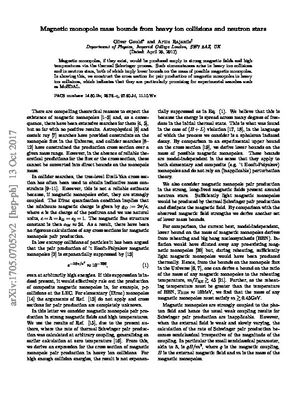 Magnetic monopole mass bounds from heavy ion collisions and neutron stars Thumbnail