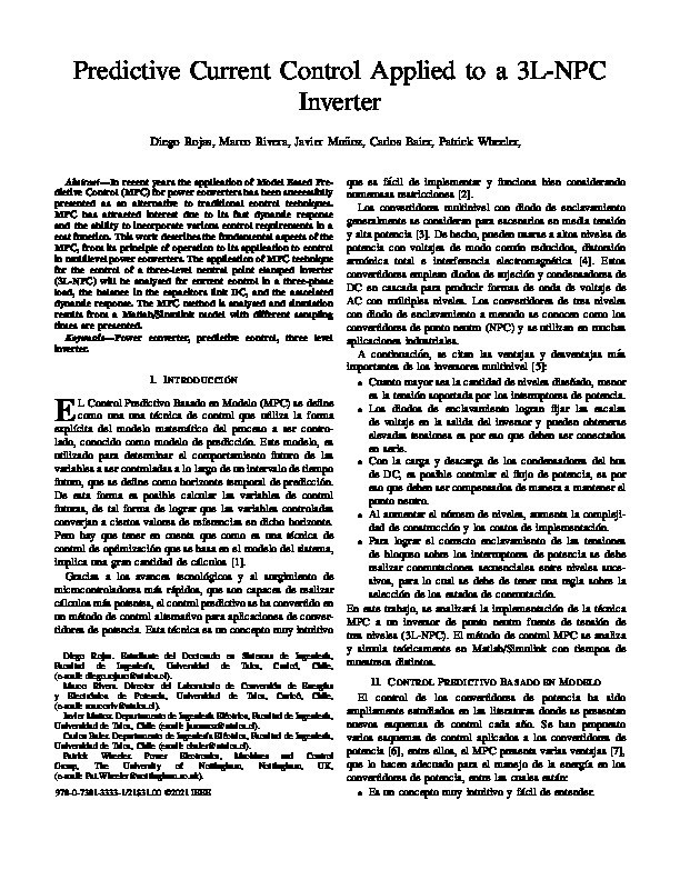 Predictive Current Control Applied to a 3L-NPC Inverter Thumbnail