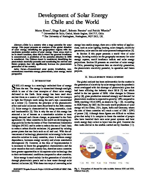 Development of Solar Energy in Chile and the World Thumbnail