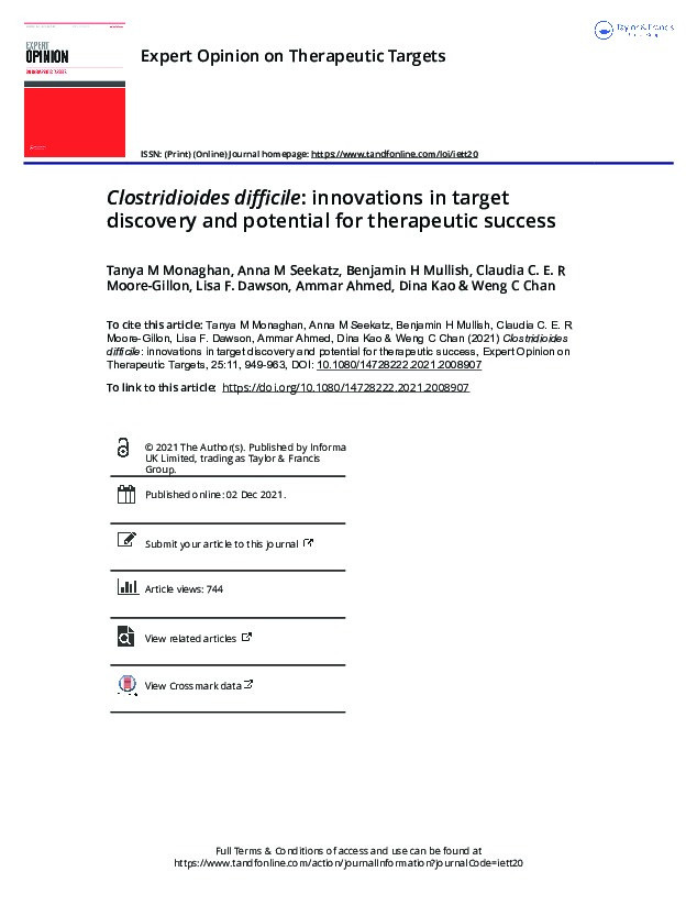 Clostridioides difficile: innovations in target discovery and potential for therapeutic success Thumbnail