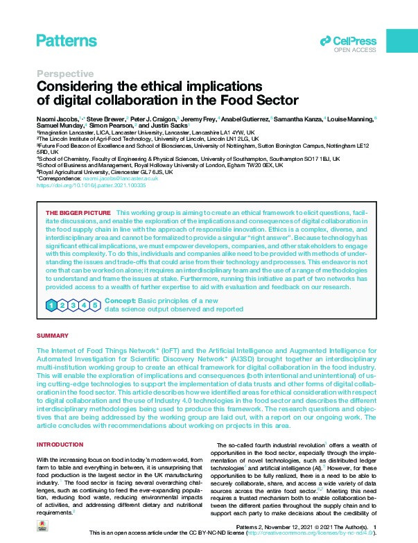 Considering the ethical implications of digital collaboration in the Food Sector Thumbnail