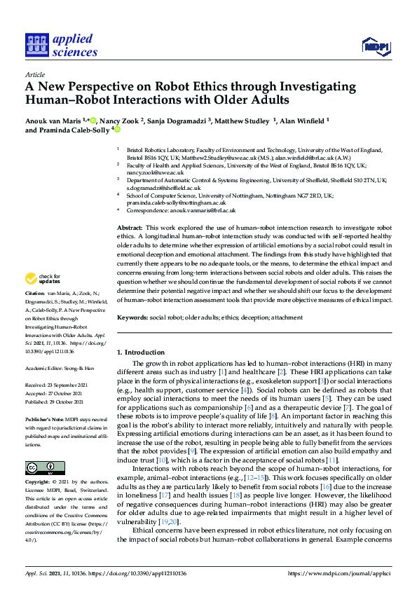 A new perspective on robot ethics through investigating human–robot interactions with older adults Thumbnail