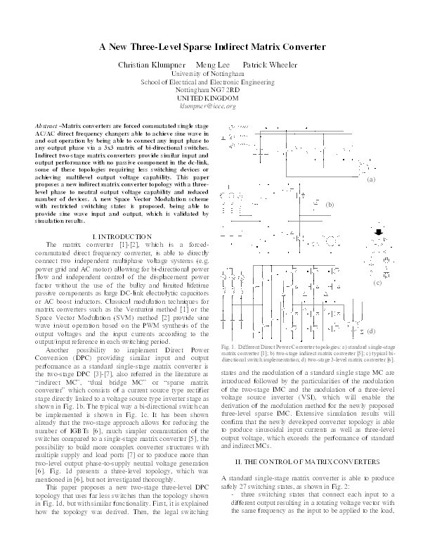 A new three-level sparse indirect matrix converter Thumbnail