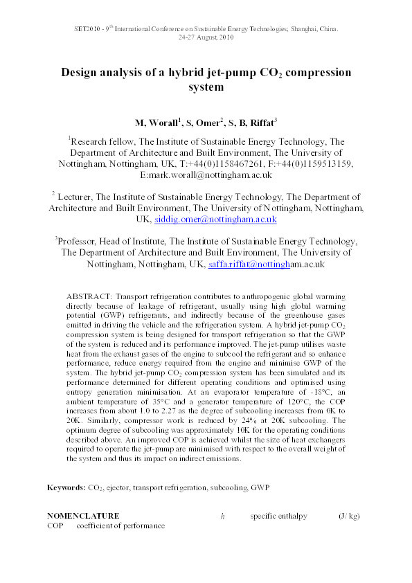 Design analysis of a hybrid jet-pump CO2 compression system Thumbnail