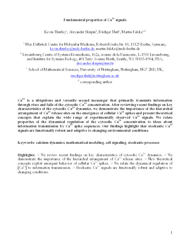 Fundamental properties of Ca²⁺ signals Thumbnail