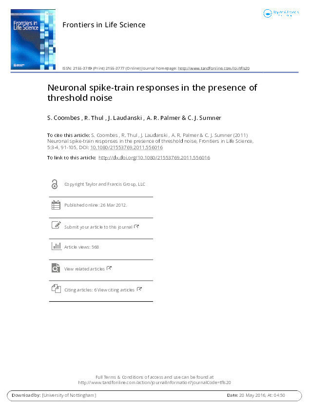 Neuronal spike-train responses in the presence of threshold noise Thumbnail