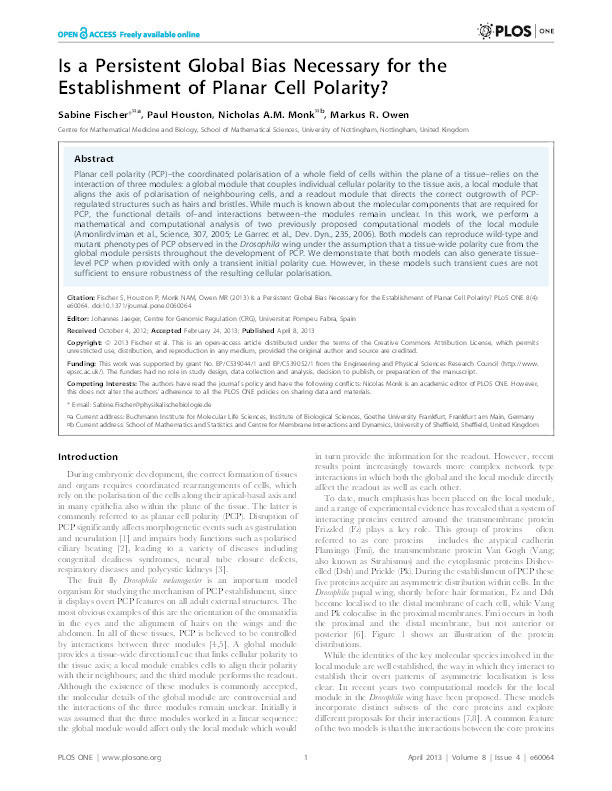 Is a persistent global bias necessary for the establishment of planar cell polarity? Thumbnail