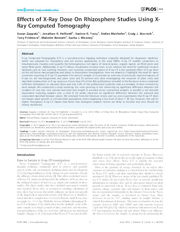 Effects of X-ray dose on rhizosphere studies using X-ray computed tomography Thumbnail