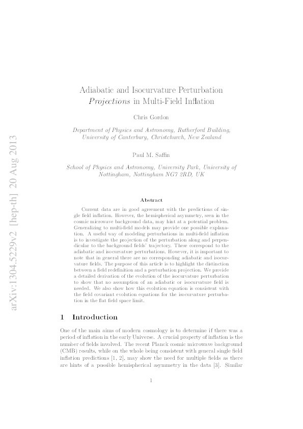 Adiabatic and isocurvature perturbation projections in multi-field inflation Thumbnail