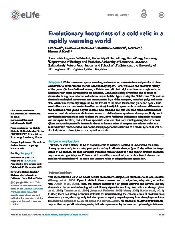 Evolutionary footprints of a cold relic in a rapidly warming world Thumbnail