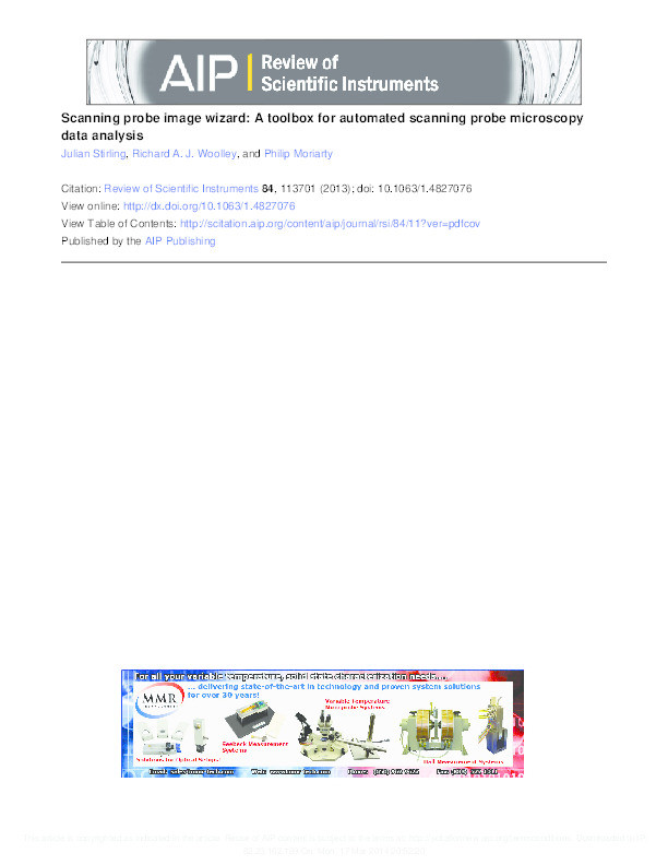 Scanning probe image wizard: a toolbox for automated scanning probe microscopy data analysis Thumbnail