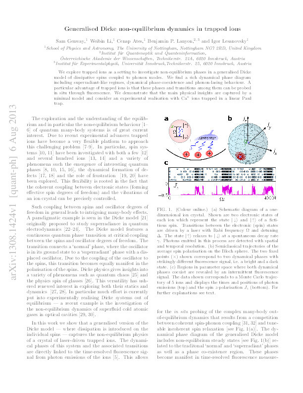 Generalized Dicke nonequilibrium dynamics in trapped ions Thumbnail