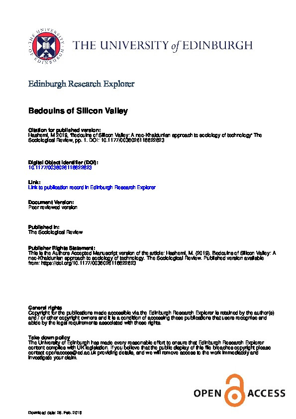 Bedouins of Silicon Valley: A neo-Khaldunian approach to sociology of technology Thumbnail