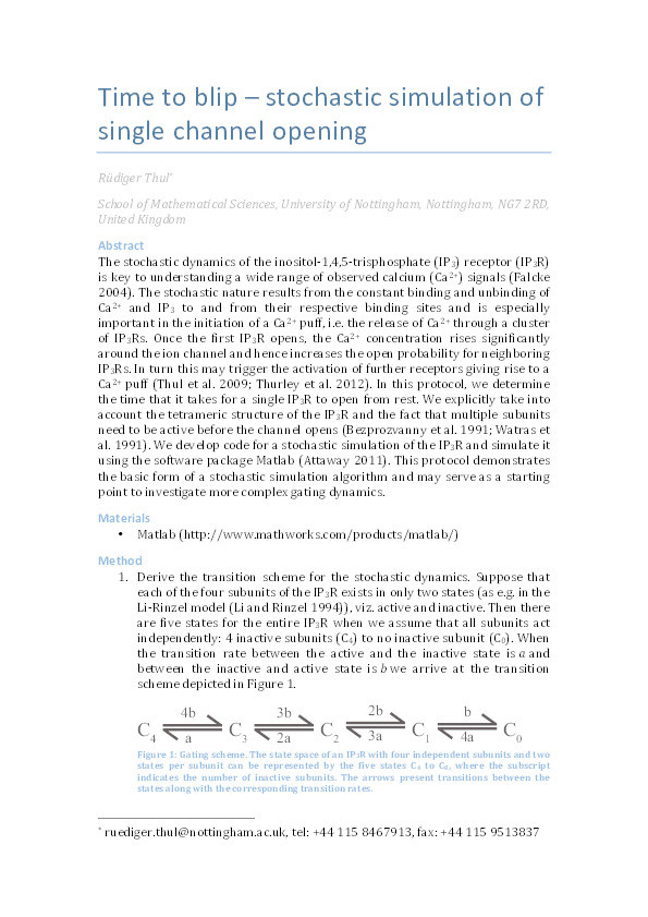 Time to blip – stochastic simulation of single channel opening Thumbnail