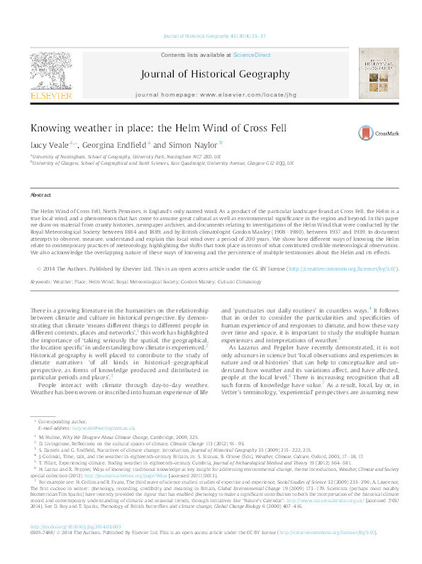 Knowing weather in place: the Helm Wind of Cross Fell Thumbnail
