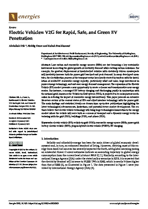 Electric Vehicles: V2G for Rapid, Safe, and Green EV Penetration Thumbnail