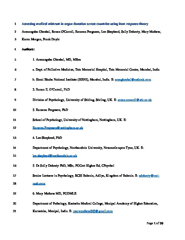 Assessing medical mistrust in organ donation across countries using item response theory Thumbnail
