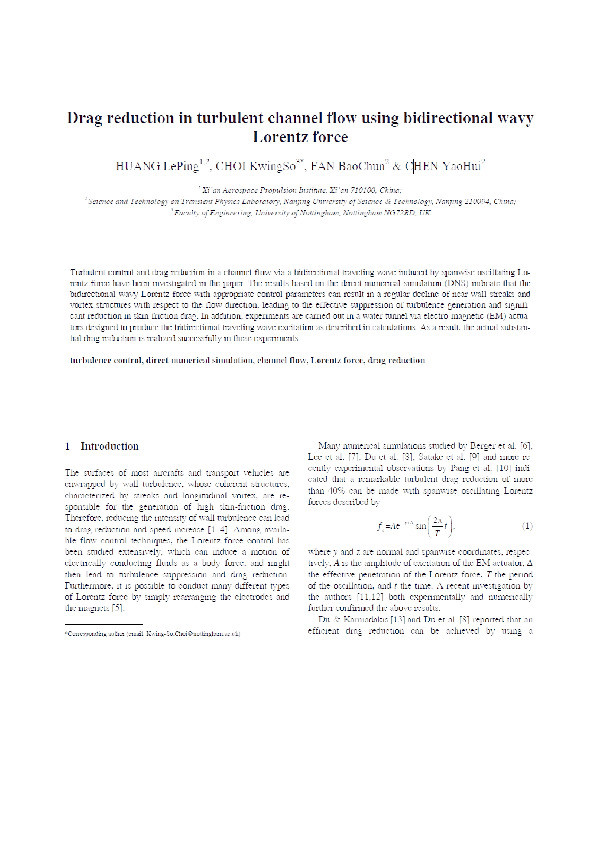 Drag reduction in turbulent channel flow using bidirectional wavy Lorentz force Thumbnail