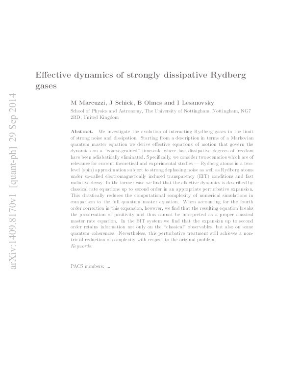 Effective dynamics of strongly dissipative Rydberg gases Thumbnail