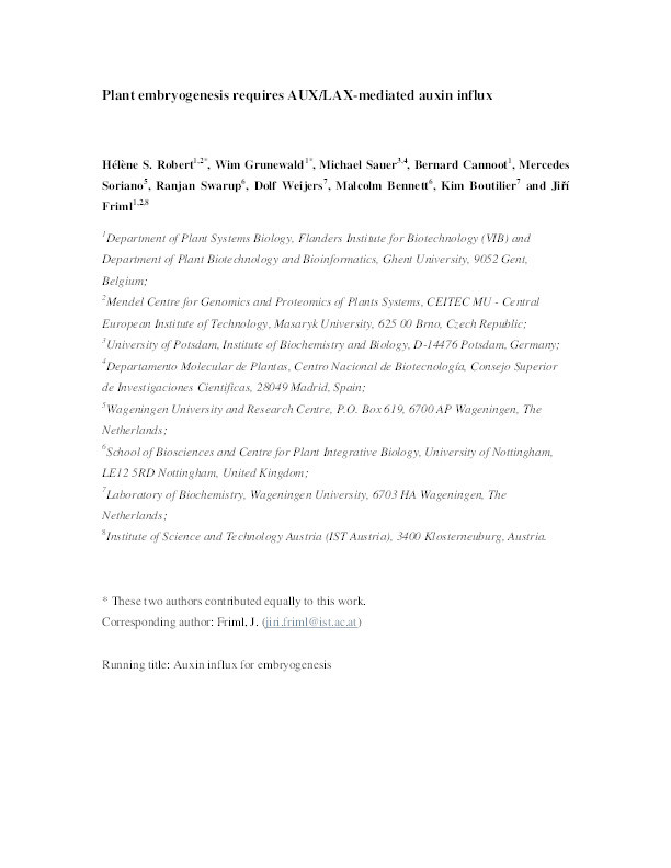 Plant embryogenesis requires AUX/LAX-mediated auxin influx Thumbnail
