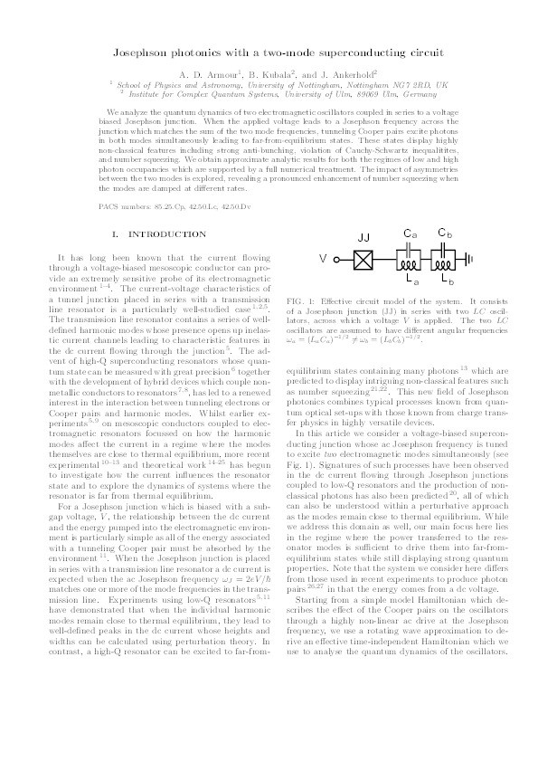 Josephson photonics with a two-mode superconducting circuit Thumbnail