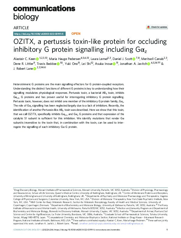 OZITX, A pertussis toxin-like protein for occluding inhibitory G protein signalling including Gαz Thumbnail