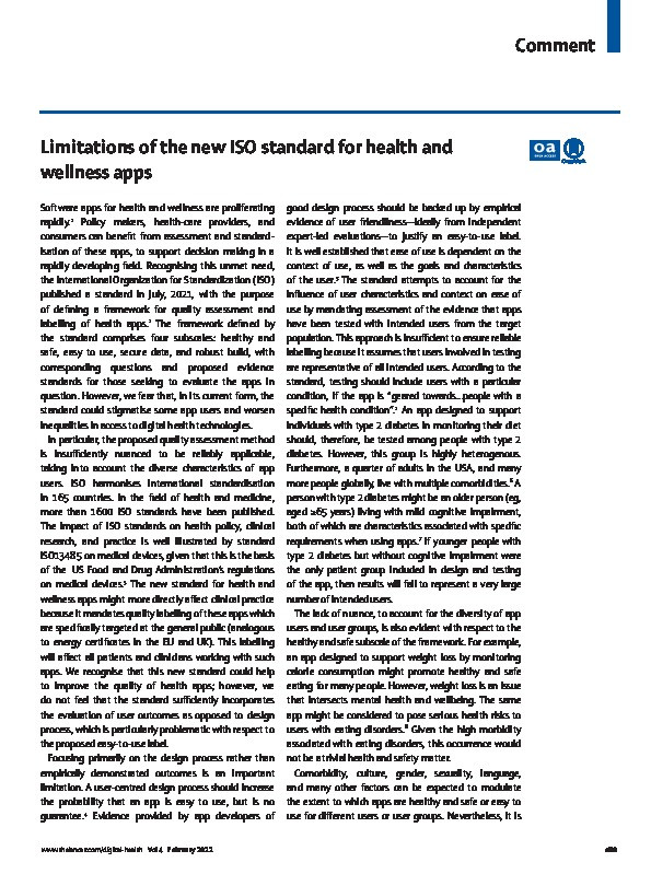 Limitations of the new ISO standard for health and wellness apps Thumbnail