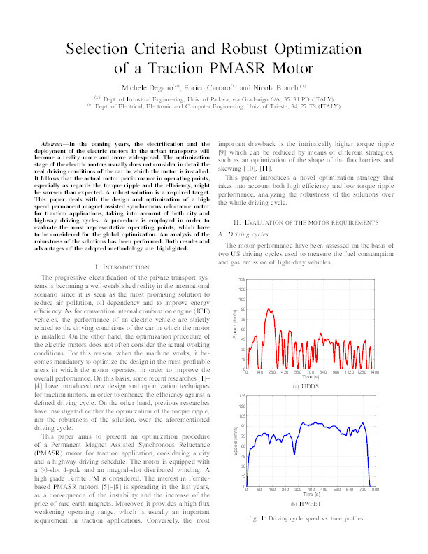 Selection criteria and robust optimization of a traction PM-Assisted Synchronous Reluctance motor Thumbnail