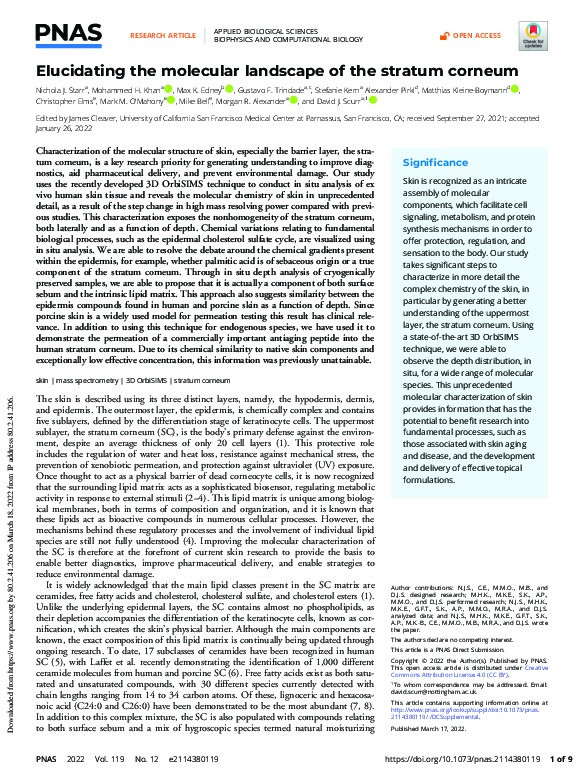 Elucidating the molecular landscape of the stratum corneum Thumbnail