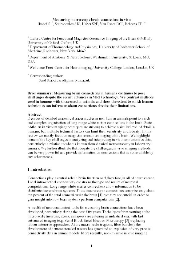 Measuring macroscopic brain connections in vivo Thumbnail