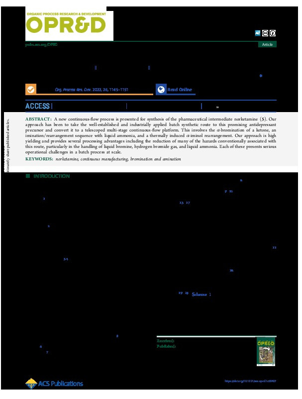 High Yielding Continuous-Flow Synthesis of Norketamine Thumbnail