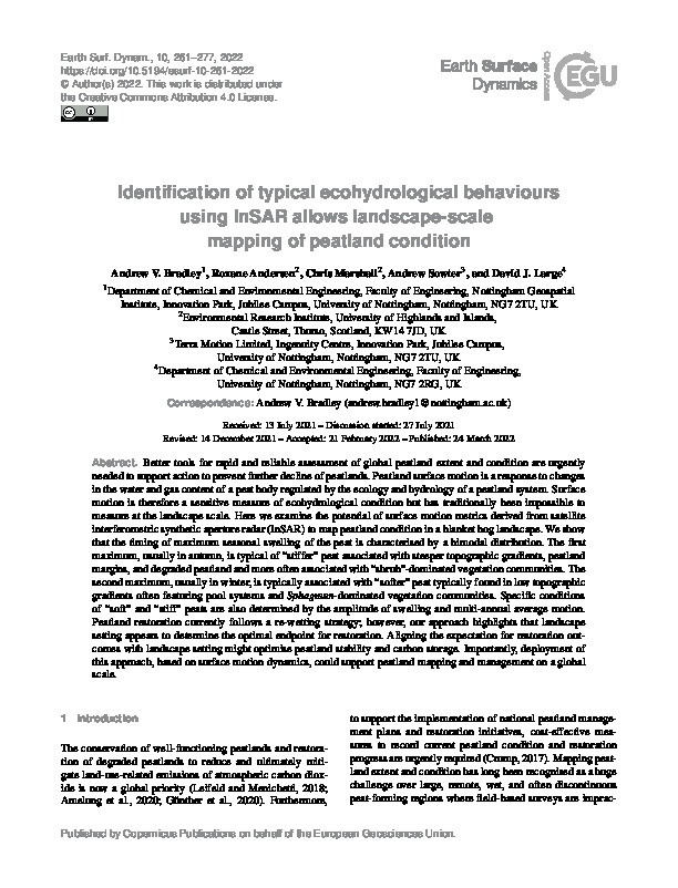 Identification of typical ecohydrological behaviours using InSAR allows landscape-scale mapping of peatland condition Thumbnail