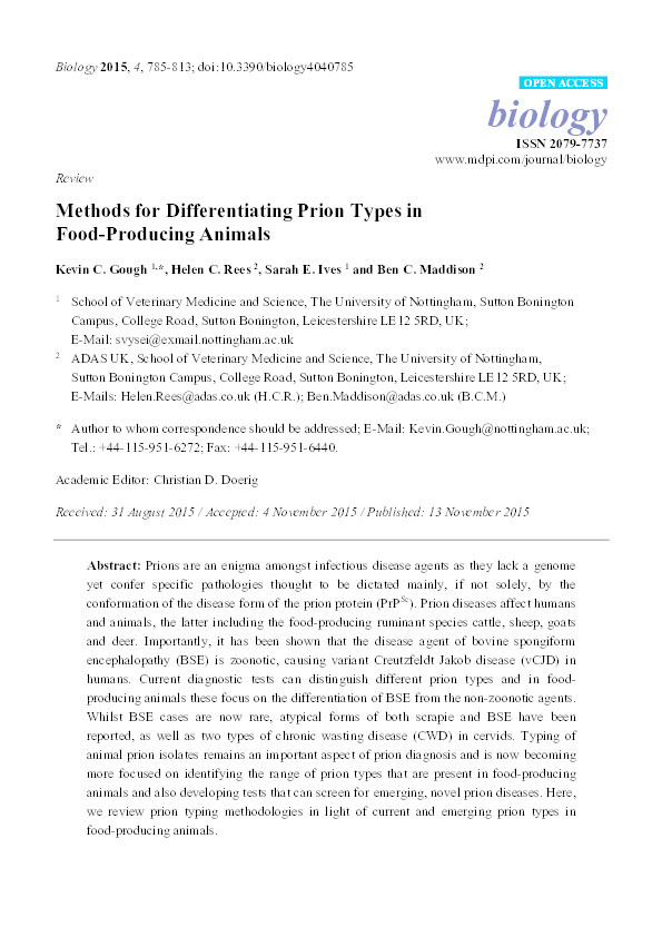 Methods for differentiating prion types in food-producing animals Thumbnail