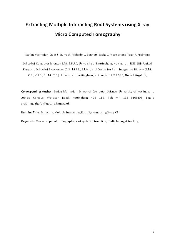 Extracting multiple interacting root systems using X-ray microcomputed tomography Thumbnail