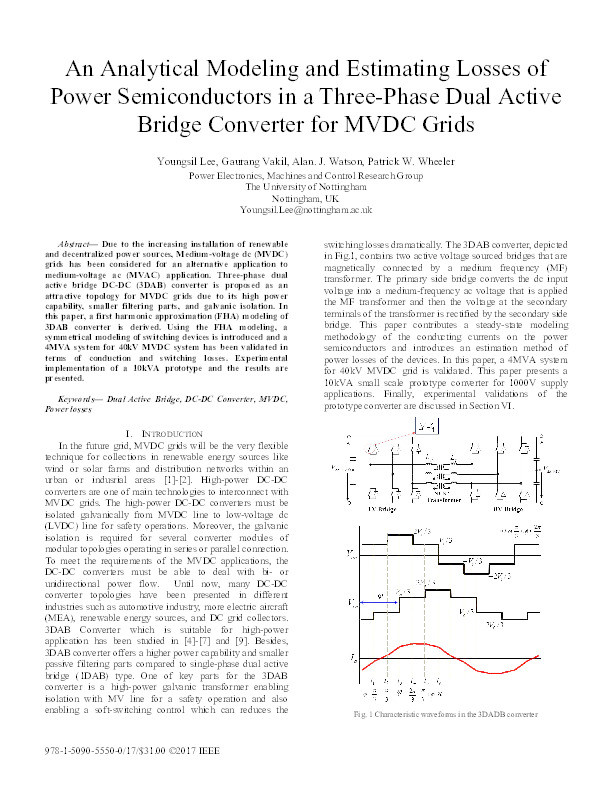 An analytical modeling and estimating losses of power semiconductors in a three-phase dual active bridge converter for MVDC grids Thumbnail