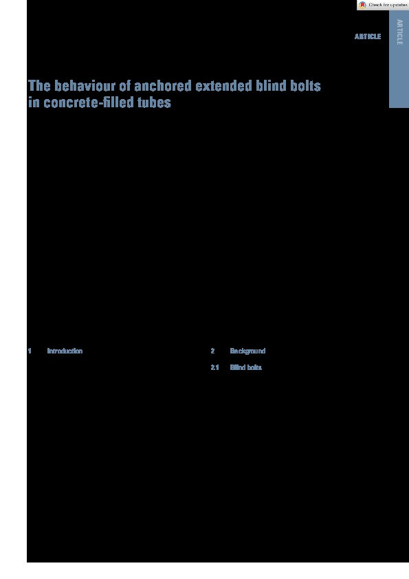 The behaviour of anchored extended blind bolts in concrete‐filled tubes Thumbnail