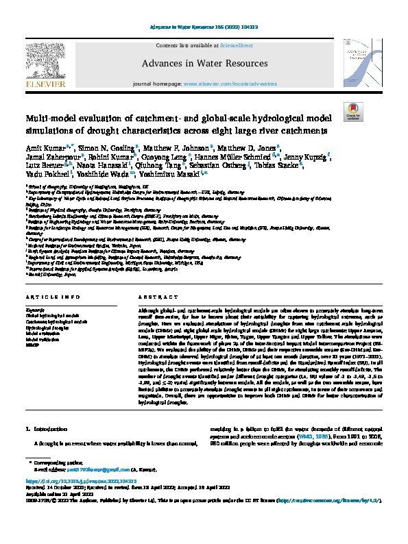 Multi-model evaluation of catchment- and global-scale hydrological model simulations of drought characteristics across eight large river catchments Thumbnail