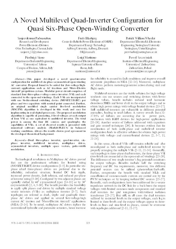 A novel multilevel quad-inverter configuration for quasi six-phase open-winding converter Thumbnail