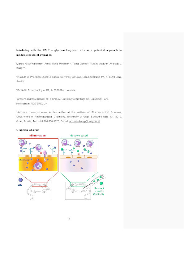 Interfering with the CCL2-glycosaminoglycan axis as a potential approach to modulate neuroinflammation Thumbnail