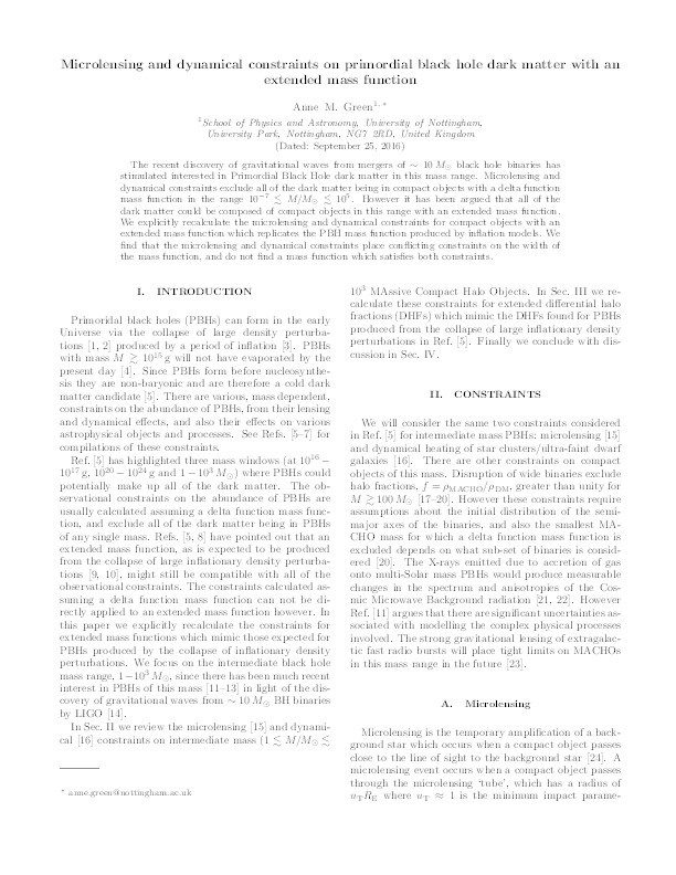 Microlensing and dynamical constraints on primordial black hole dark matter with an extended mass function Thumbnail