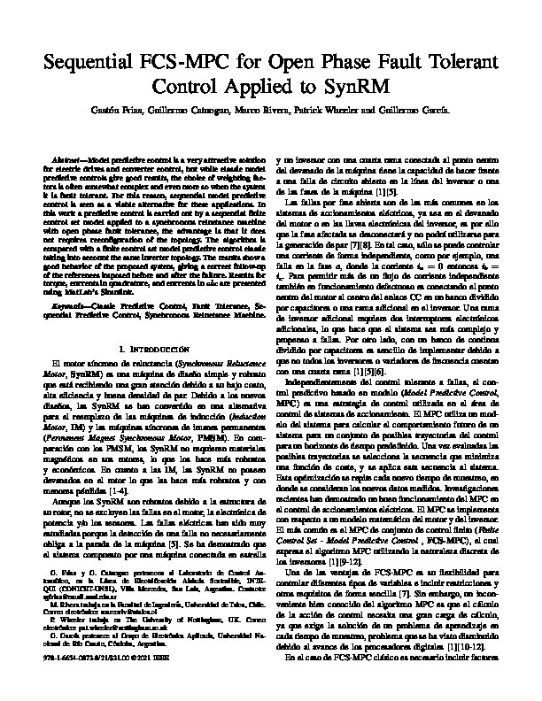 Sequential FCS-MPC for open phase fault tolerant control applied to SynRM Thumbnail