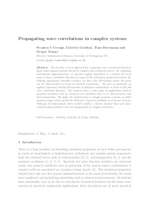 Propagating wave correlations in complex systems Thumbnail