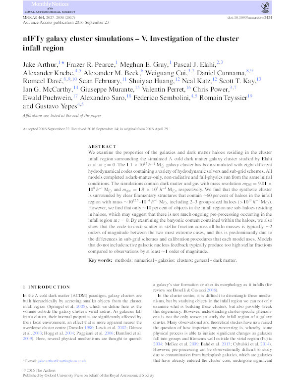 nIFTy galaxy cluster simulations – V. Investigation of the cluster infall region Thumbnail