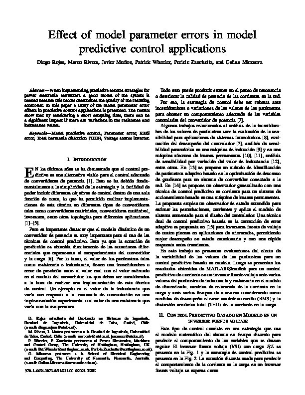 Effect of model parameter errors in model predictive control applications Thumbnail