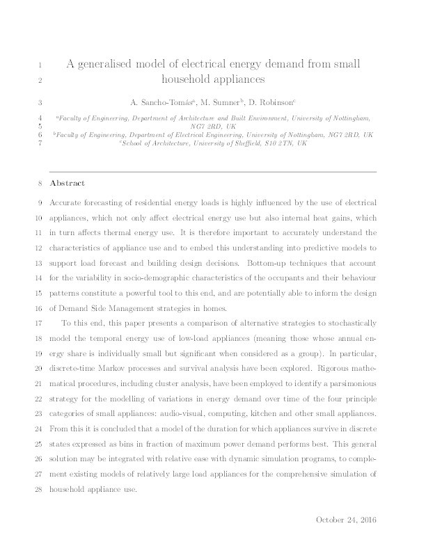 A generalised model of electrical energy demand from small household appliances Thumbnail