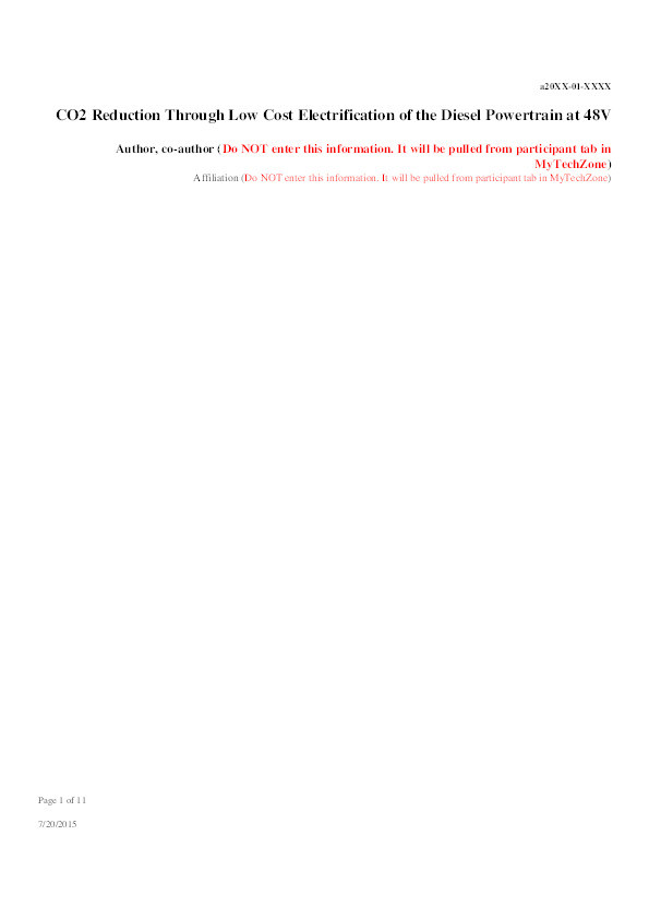 CO2 reduction through low cost electrification of the diesel powertrain at 48V Thumbnail