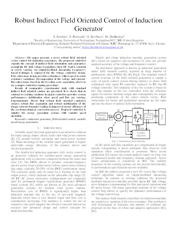 Robust indirect field oriented control of induction generator Thumbnail